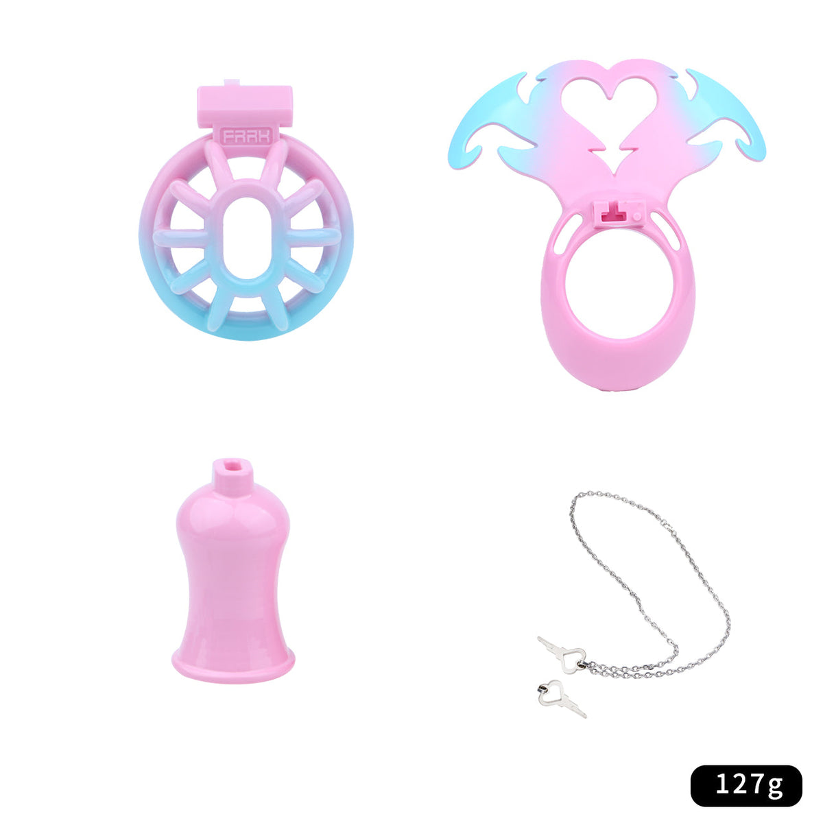 Pink-blaues Set in Einzelteilen