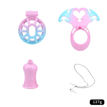 Pink-blaues Set in Einzelteilen