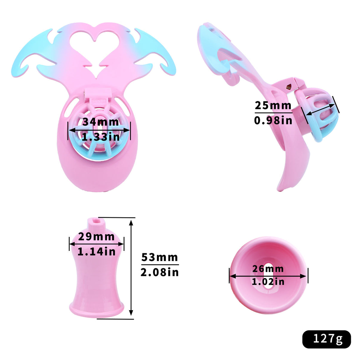 Maße des langen pink-blauen Sets