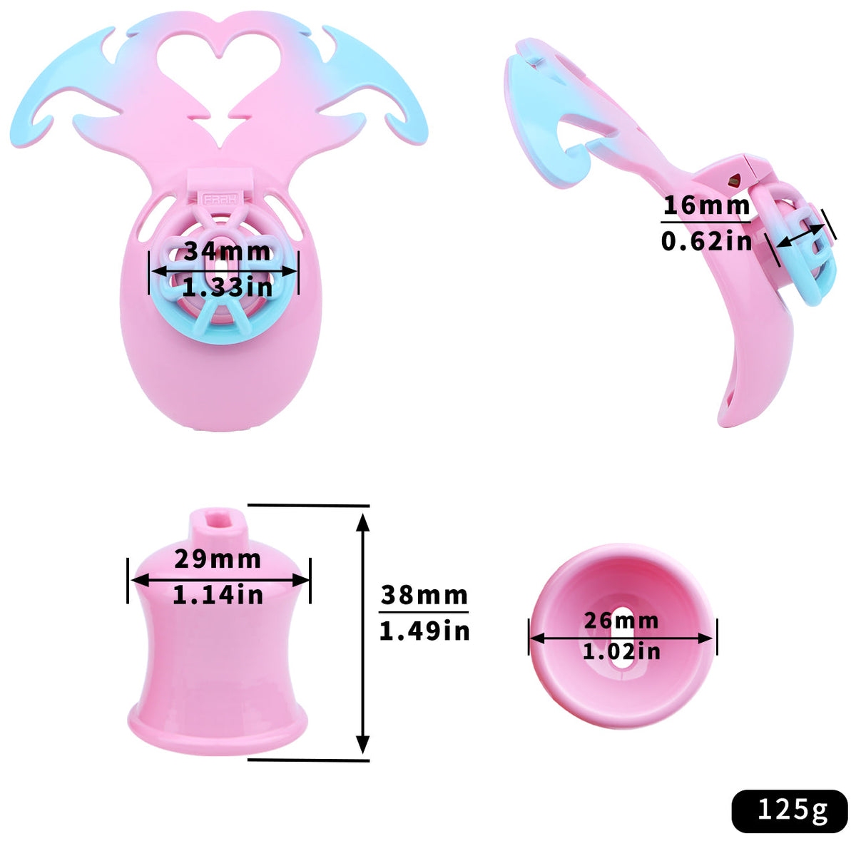 Maße des kurzen pink-blauen Sets
