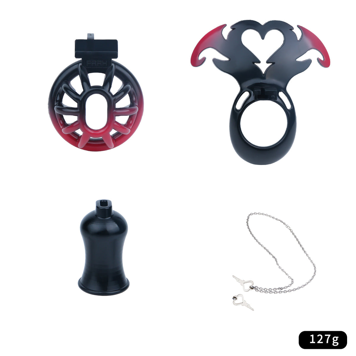 Langes rot-schwarzes Set in Einzelteilen