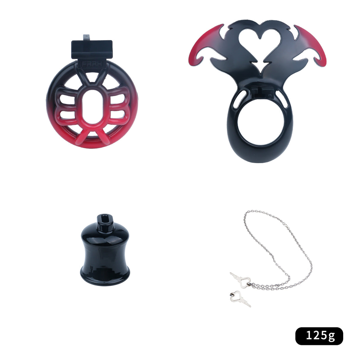Kurzes rot-schwarzes Set in Einzelteilen
