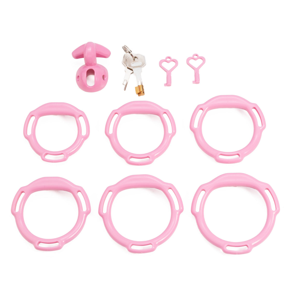 Pinkes Set mit sechs Ösenringen