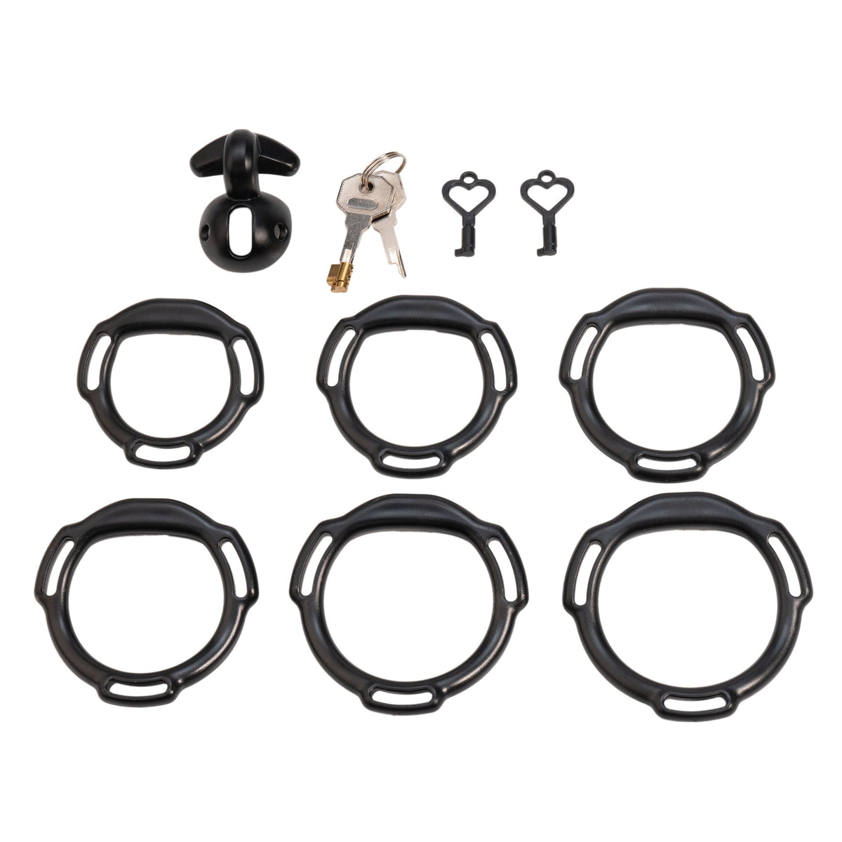 Schwarzes Set mit sechs Ösenringen