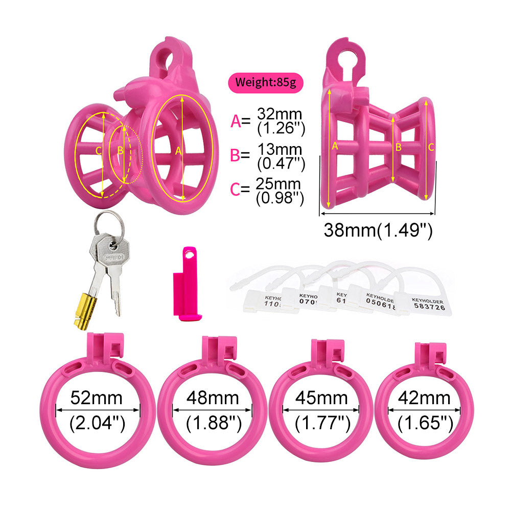 Pinkes Set mit Maßen und Zubehör