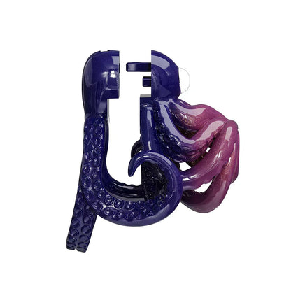Seitenansicht des sternenvioletten Octopus-Peniskäfigs mit getrenntem Basisring