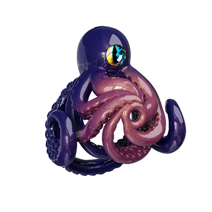 Octopus-Peniskäfig aus Kunstharz in Sternenviolett mit Tentakeln und prismatischem Auge