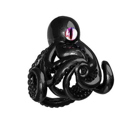 Schwarzer Octopus-Peniskäfig mit glänzenden Tentakeln und farbigem Auge