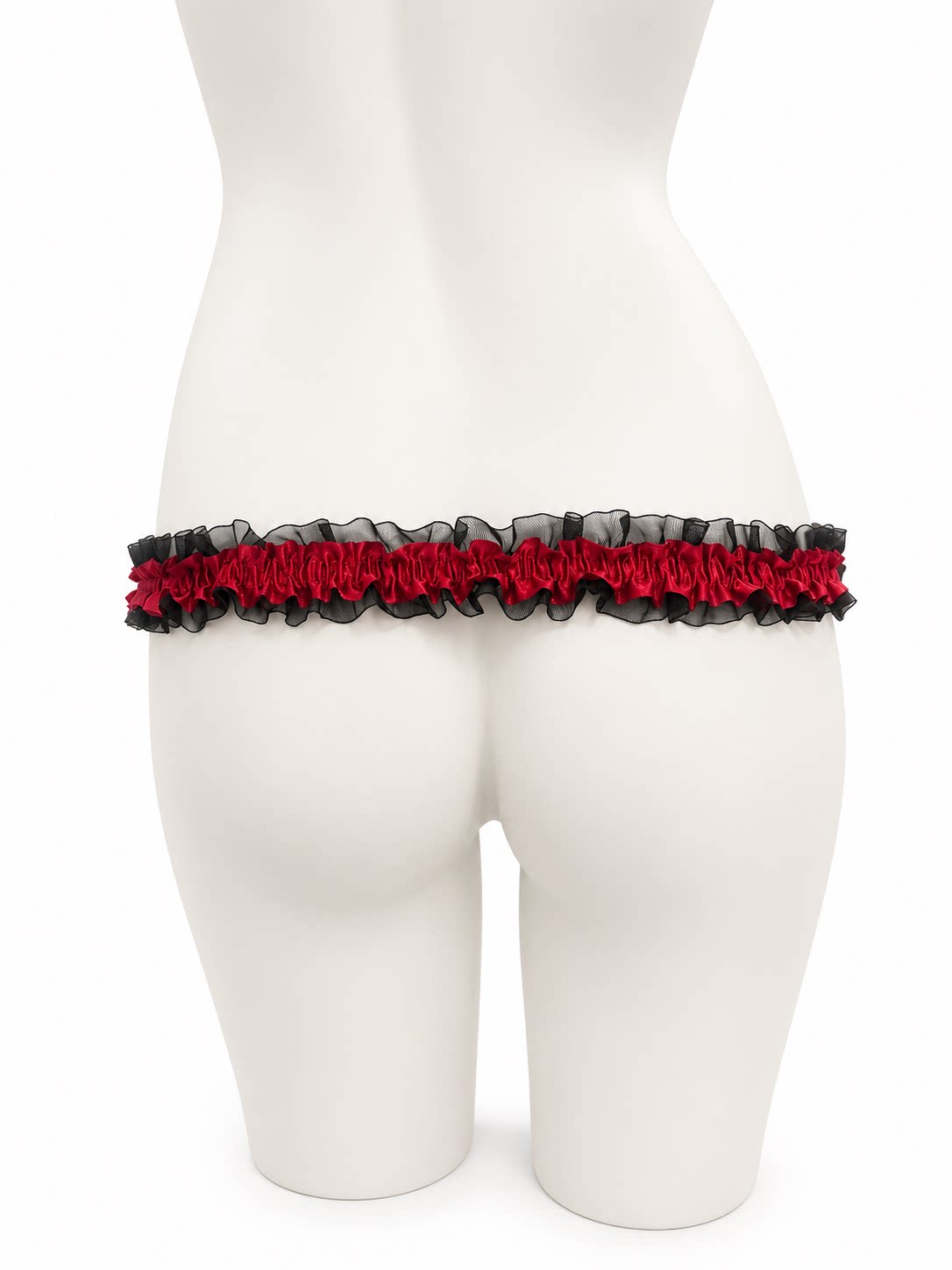 Schwarz-roter Spitzengurt von hinten