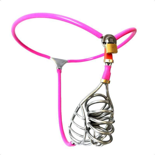 Pinker Gürtel mit Drahtkäfig