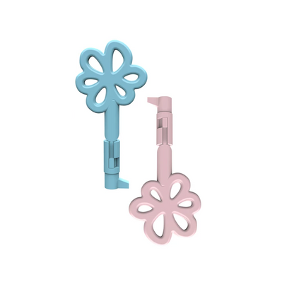 Pinke und blaue Schlosskerne mit Schlüsseln
