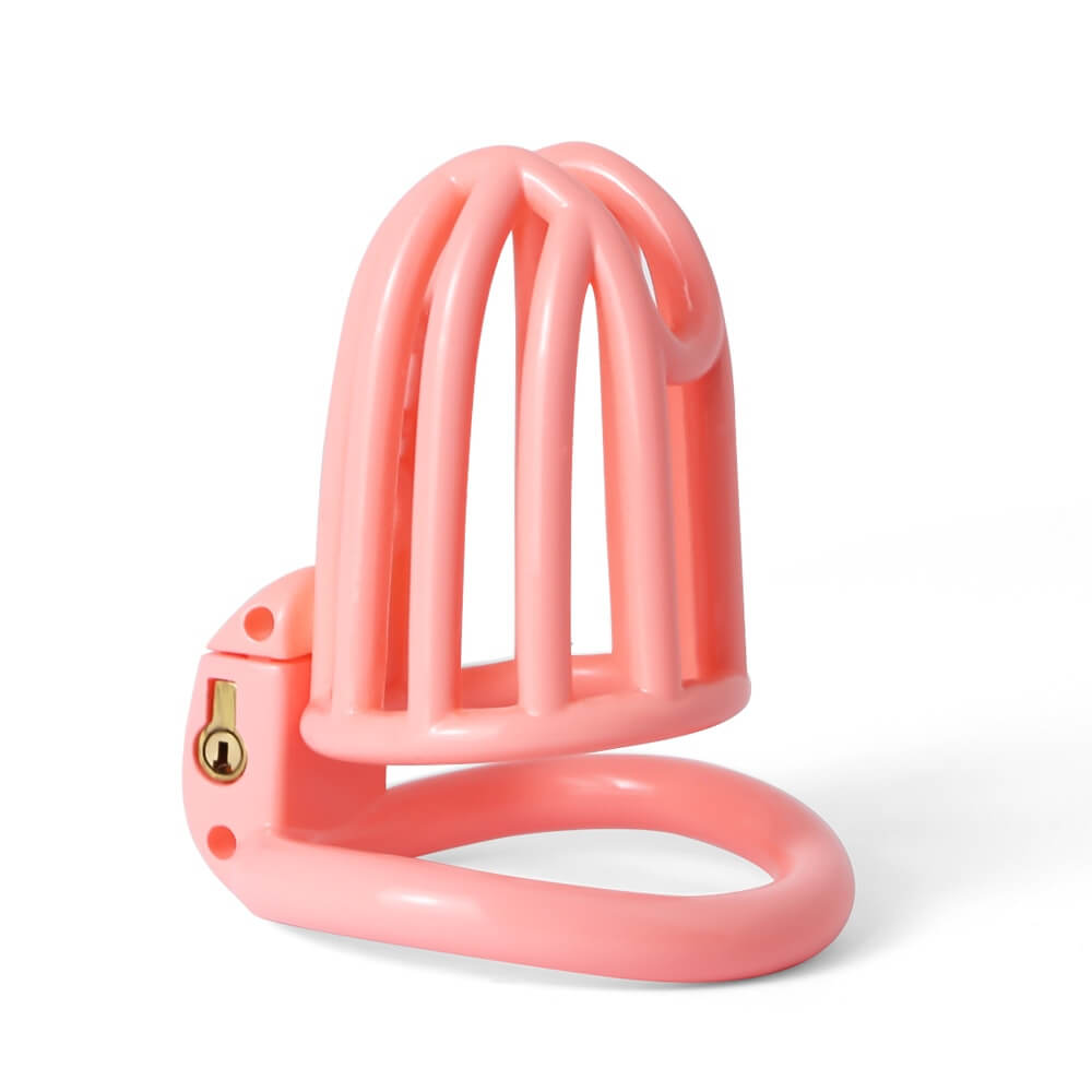 Seitliche Ansicht des pinken Gitterkäfigs
