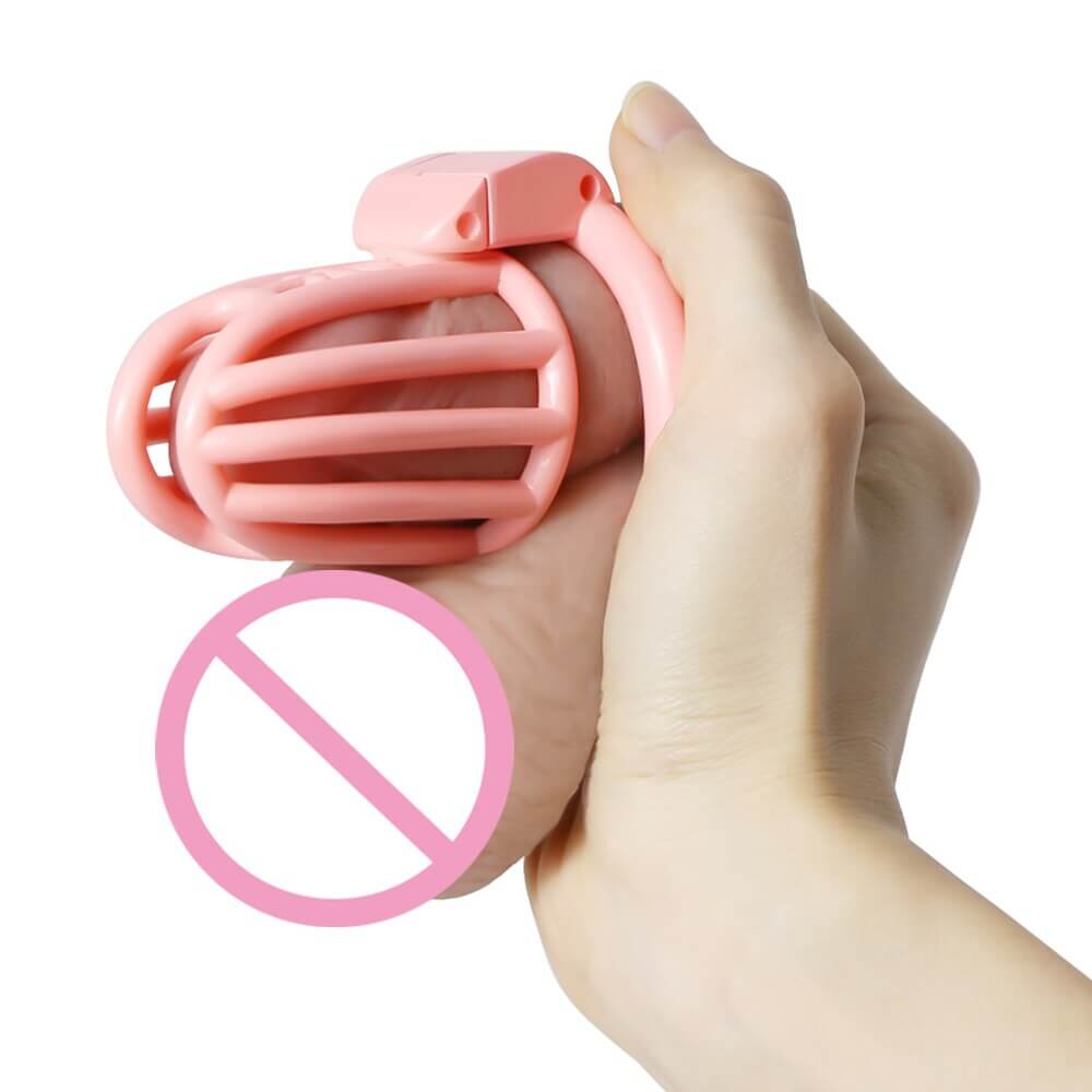 Größenansicht des pinken Käfigs in der Hand