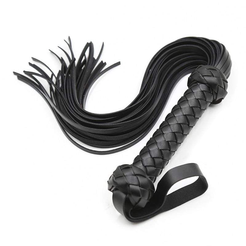 Schwarzer Flogger mit geflochtenem Griff