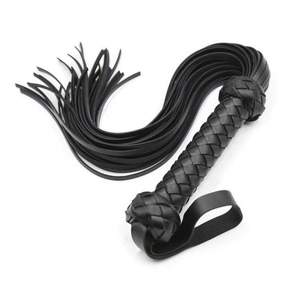 Schwarzer Flogger mit geflochtenem Griff