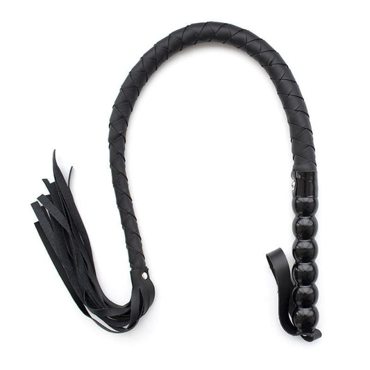 Schwarze Flechtpeitsche mit schwarzem Kugelgriff