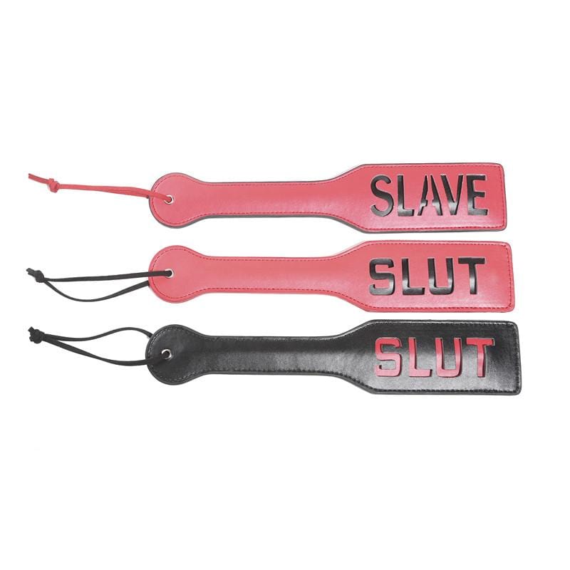 SLAVE- und SLUT-Motive mit Griffschlaufen