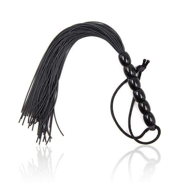 Schwarzer Gummi-Flogger mit verstellbarer Schlaufe