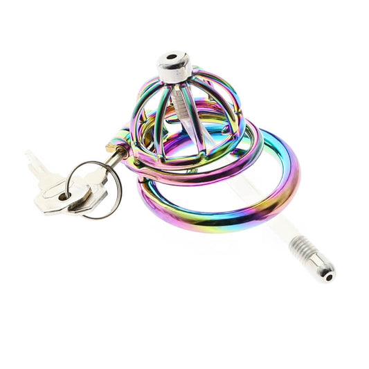 Regenbogen-Minikäfig mit Schlaucheinsatz und Schlüsseln