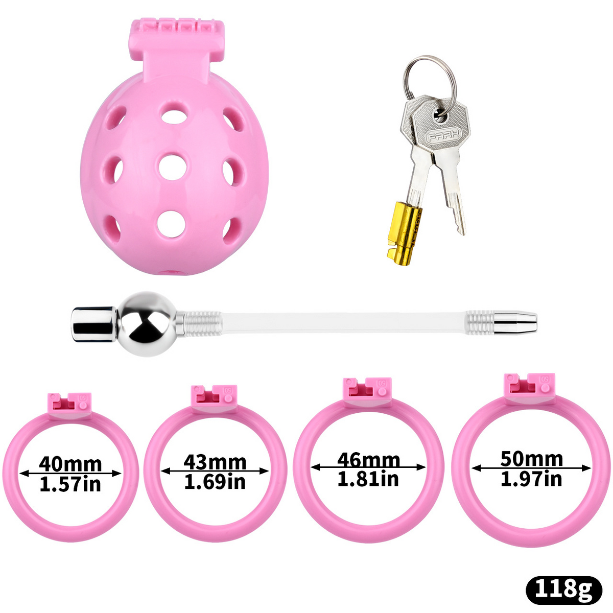 Pinkes Set mit Kugelansatz und vier Ringen