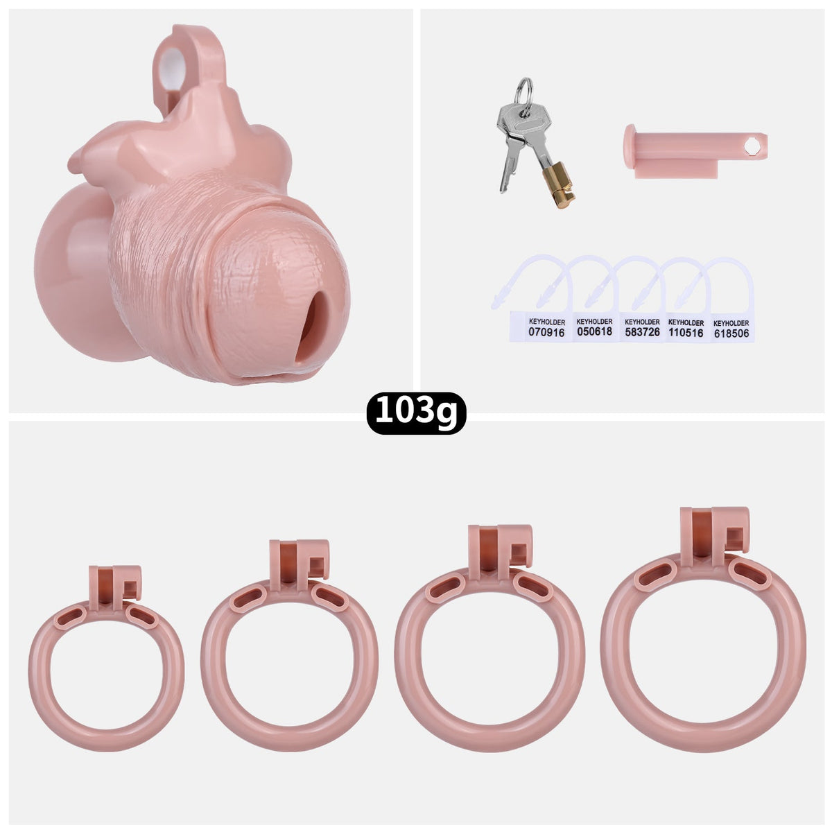 Hautfarbenes Set mit Ringen und Verschlüssen