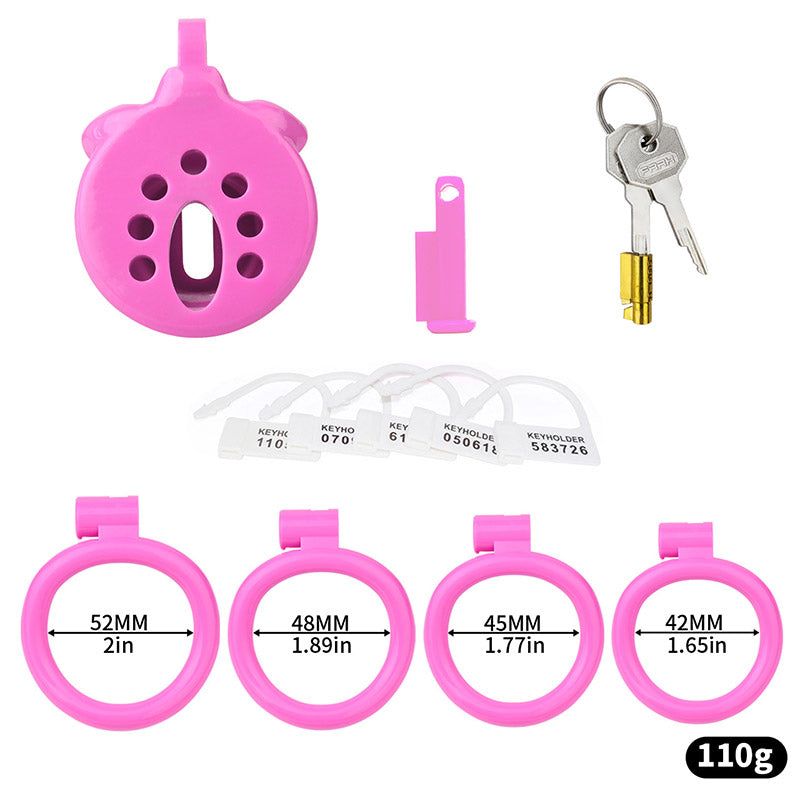 Pinker Käfigsatz mit vier Ringen und fünf Einwegplomben
