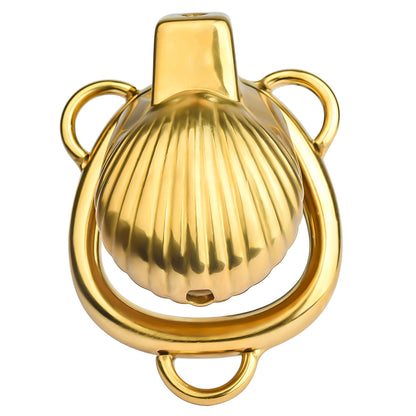 Goldfarbener Muschel-Käfig von vorne