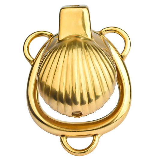 Goldfarbener Muschel-Käfig von vorne