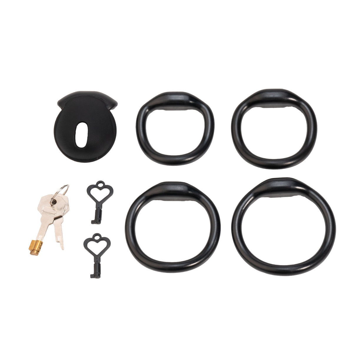 Schwarzes Set mit vier Ringen und Schlüsseln