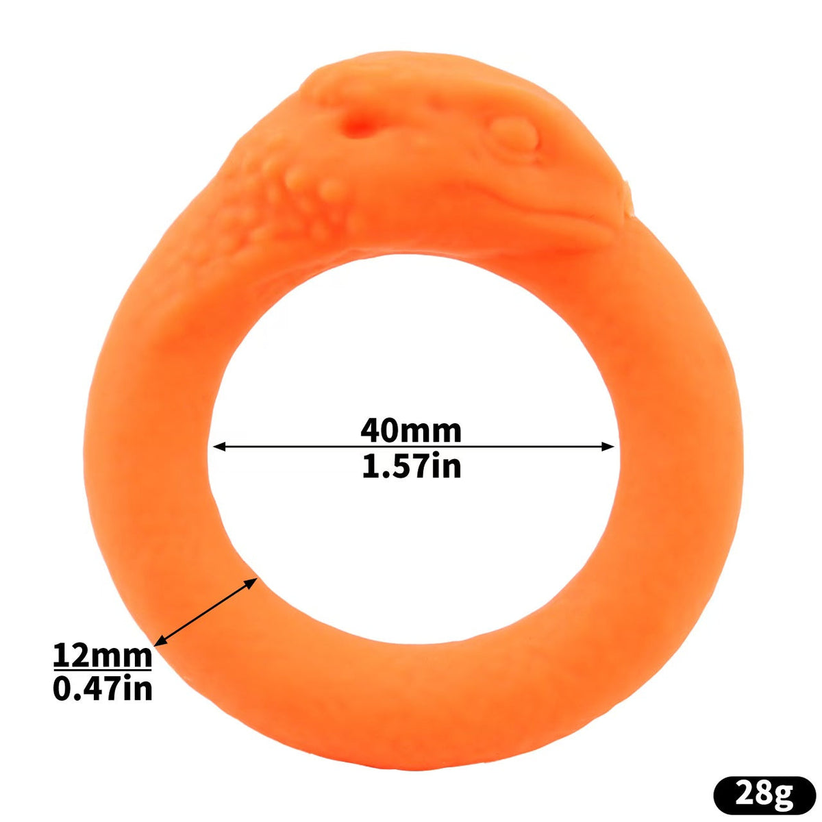 Orangefarbener Ring mit abgerundetem Tierkopf