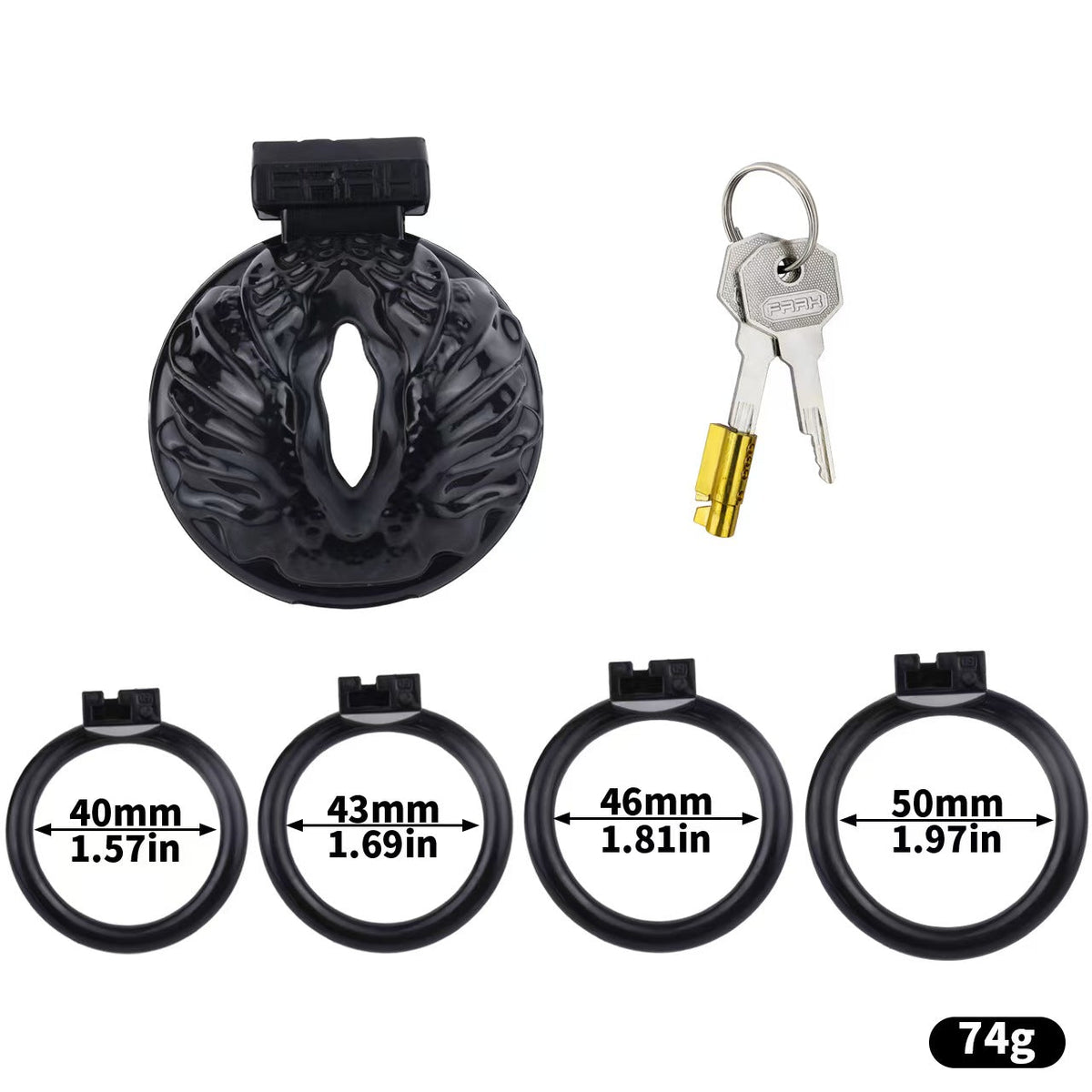 Schwarzes Set mit vier Ringen