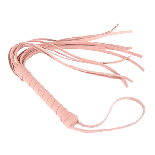 Pinker Echtleder-Flogger mit schmalen Riemen