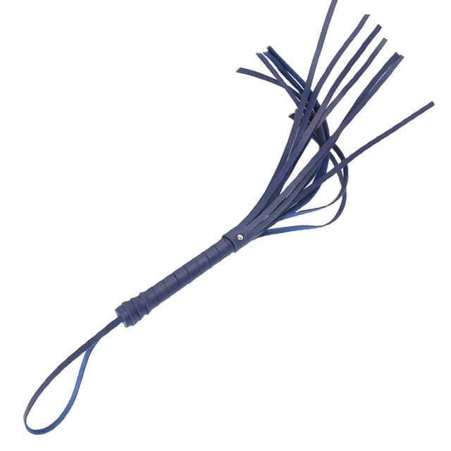 Blauer Echtleder-Flogger mit Handschlaufe