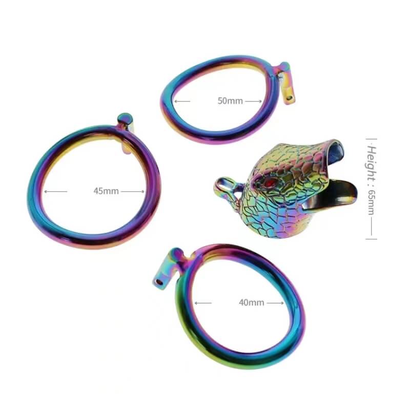 Regenbogenfarbener Aufsatz und drei Basisringgrößen