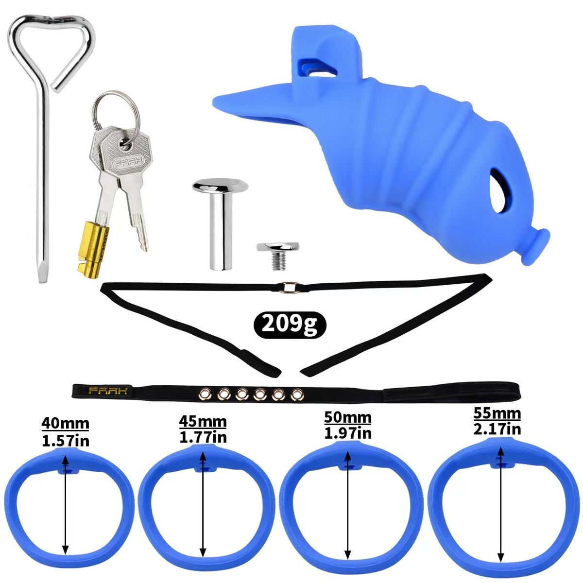 Langes blaues Set mit Haltegurt