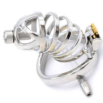 Spiral-Peniskäfig mit Harnröhrenröhrchen und gebogenem Basisring