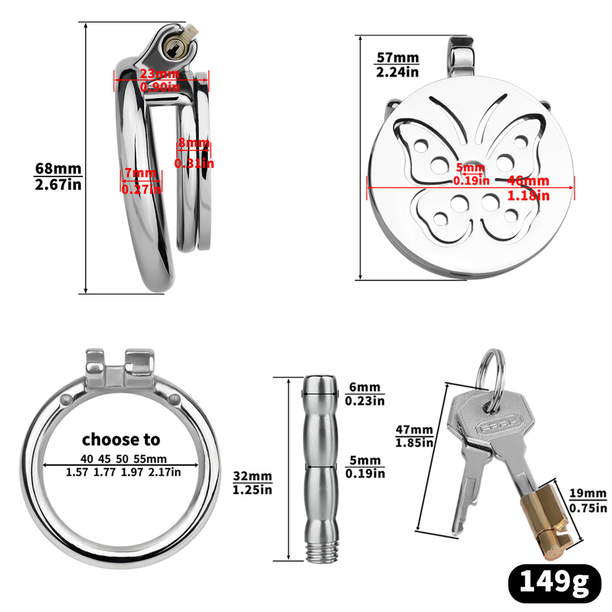 Set mit rundem Ring und Metalleinsatz