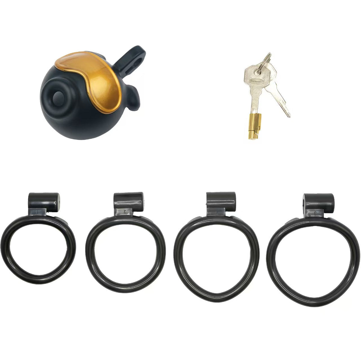 Schwarz-goldfarbenes Set mit vier Ringen