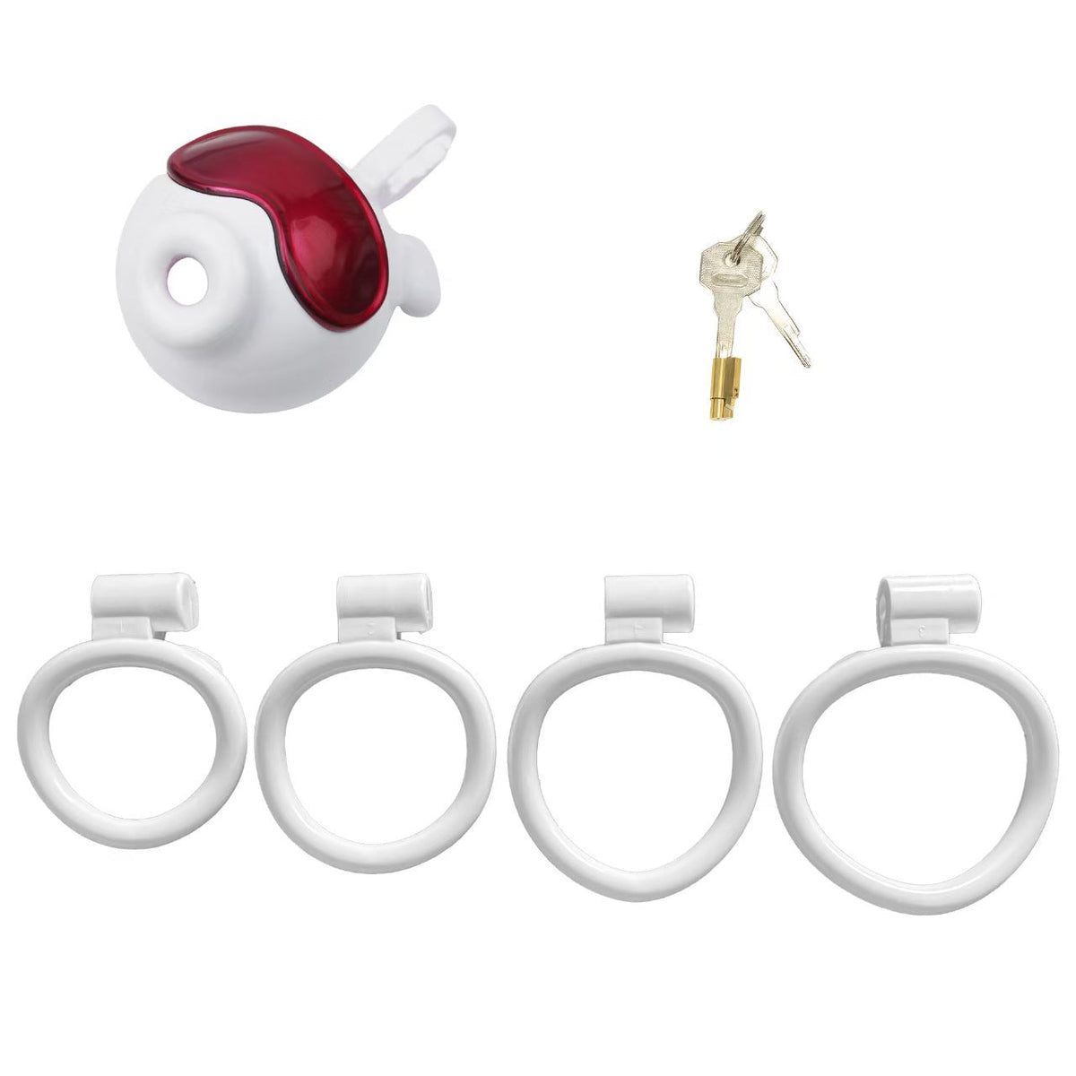 Weiß-rotes Set mit vier Ringen