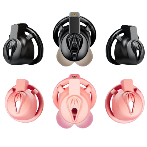 Sweet-Pussy-Käfig in Pink und Schwarz
