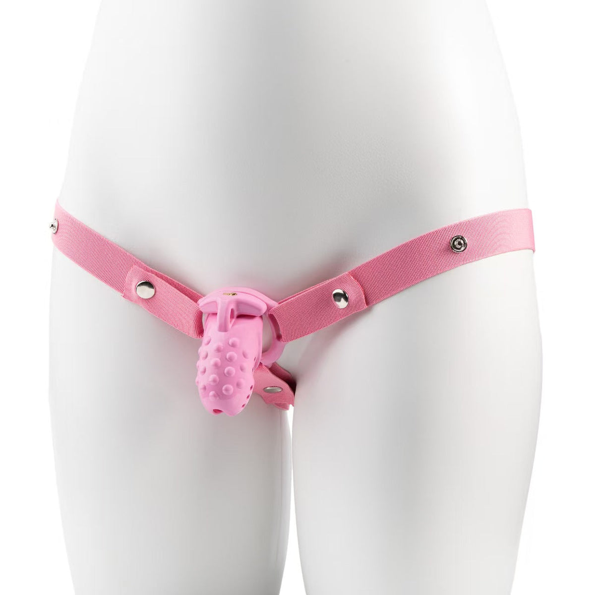 Pinker Käfig mit Haltegurt am Modell