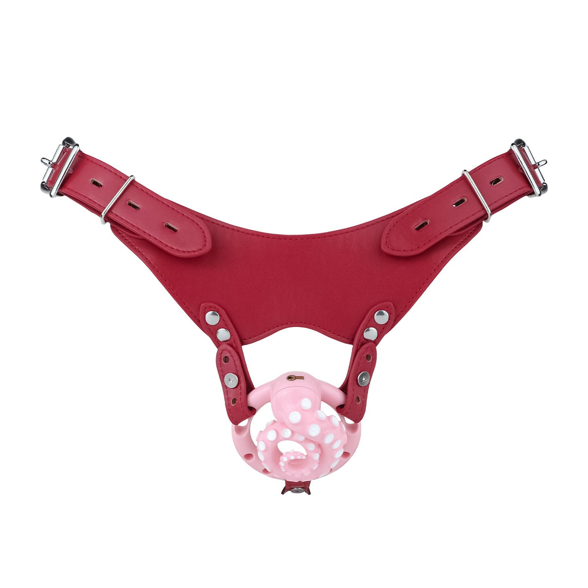 Pinke Hülle am roten Haltegurt