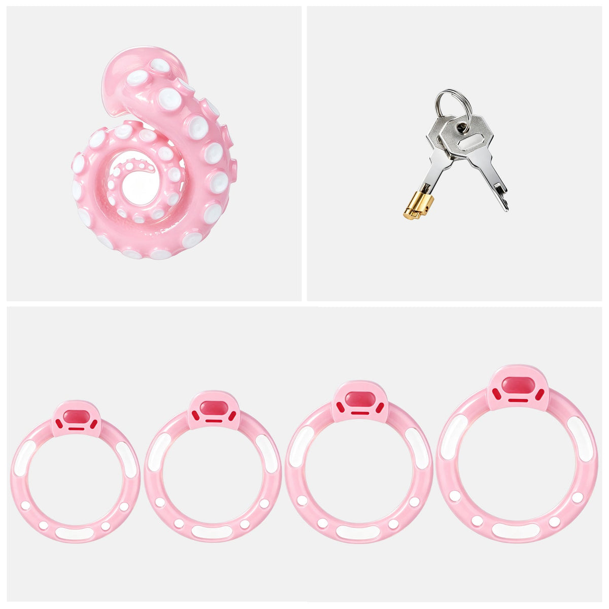 Pinkes Standardset mit Ringen und Schlüsseln