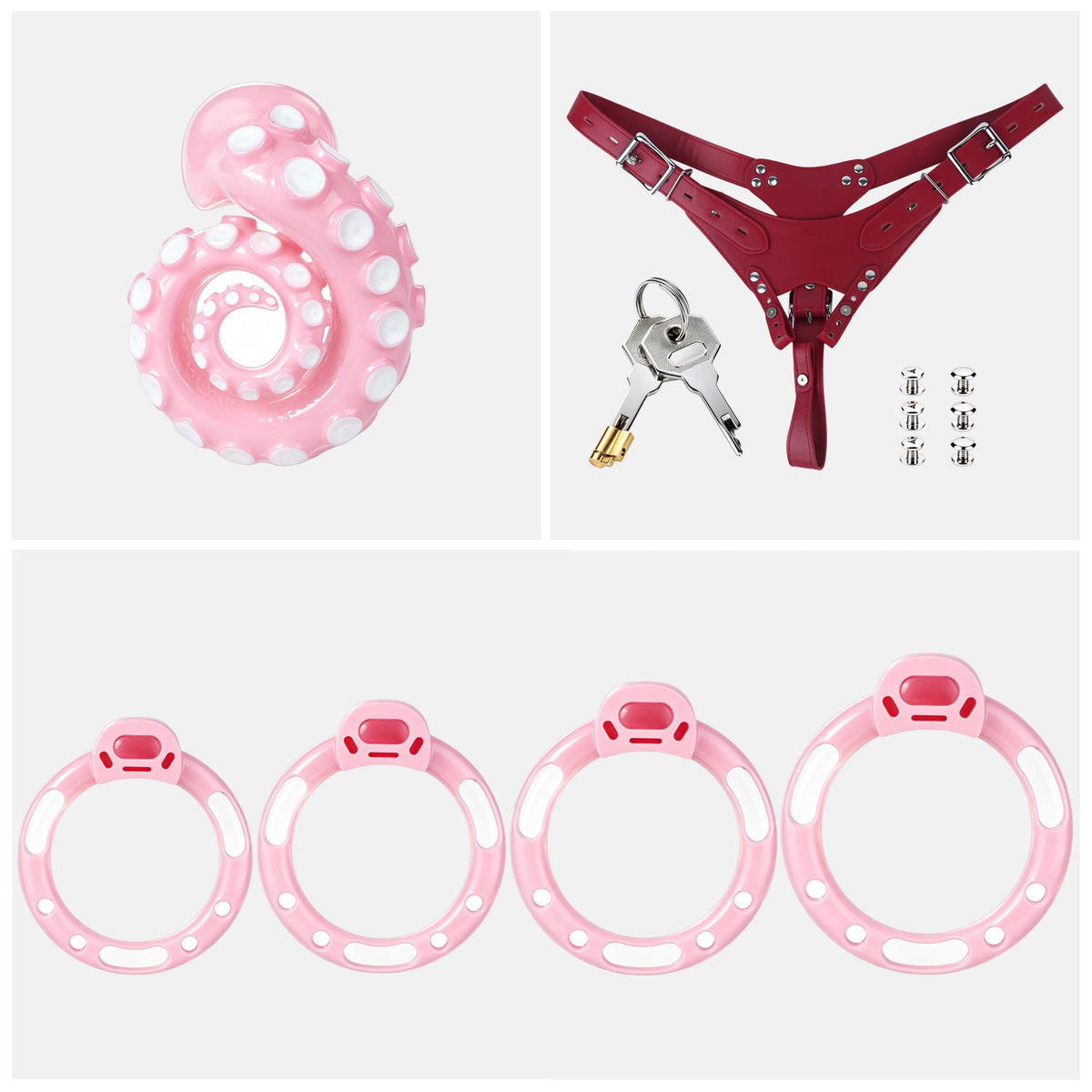 Pinkes Gurtset mit Befestigungen