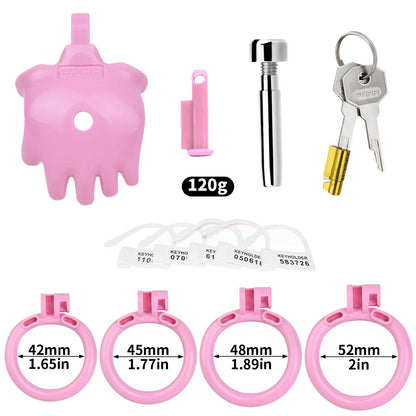 Pinkes Set mit Stahleinsatz und vier Ringen