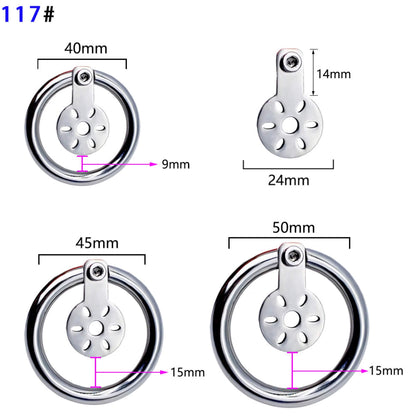 Maßübersicht Modell 117# mit Ringgrößen 40, 45 und 50 mm