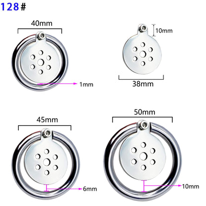Maßübersicht Modell 128# mit Ringgrößen 40, 45 und 50 mm
