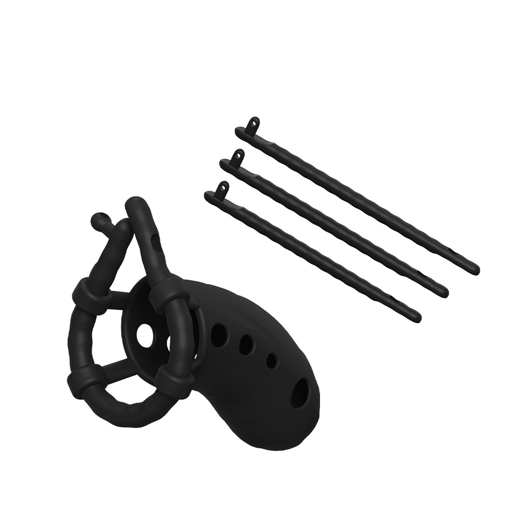 Schwarzer Käfig mit drei Ringbändern