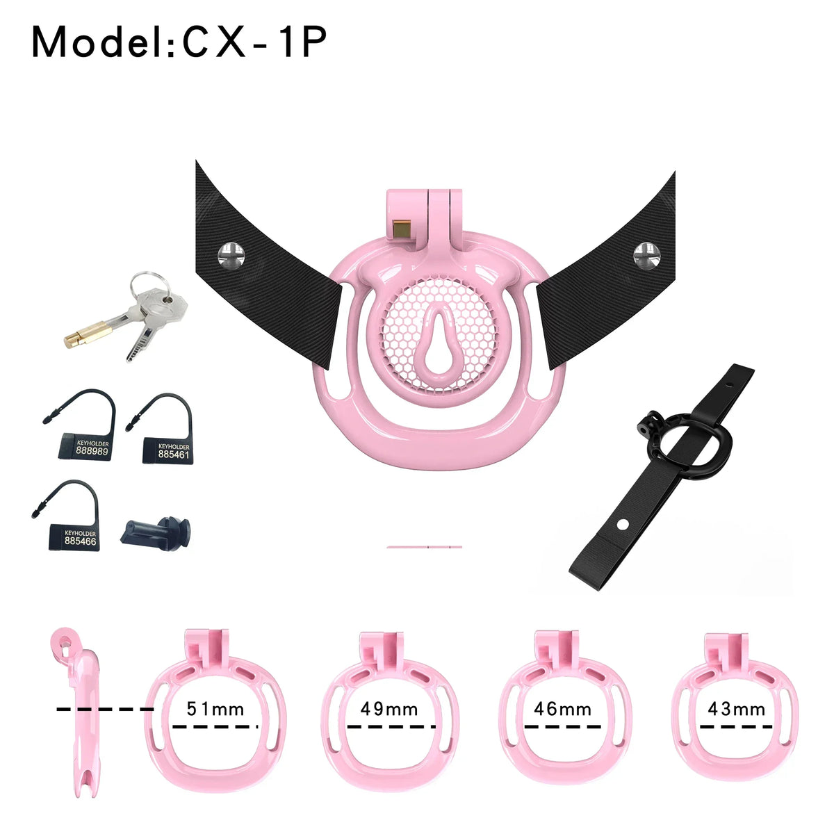 Pinkes CX-1-Set mit Haltegurt und vier Ringen